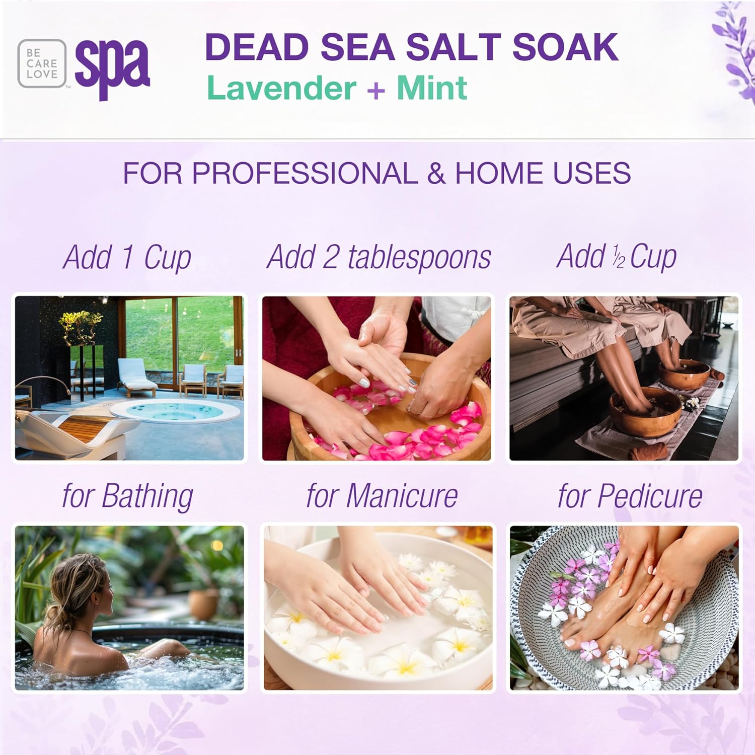 Bcl Spa Dead Sea Salt Soak - Bath Salt With Organic Jasmine + Coconut, Shae Butter, Arnica, Aloe Vera Juice, Chamomile, Argan Oil & Jojoba Oil Skin Exfoliator - Home/Professional Use 16 Fl Oz : Beauty & Personal Care