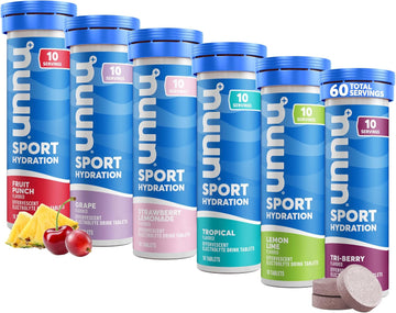 Nuun Sport: Electrolyte Drink Tablets, Pack, ( Servings), Variety, 6 Flavors, 10 Count (Pack Of 6), 60 Count