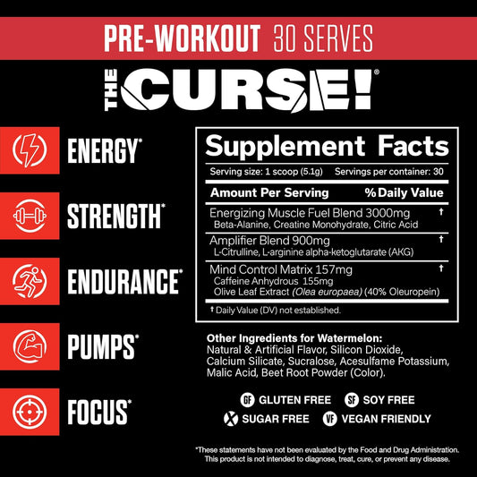 Jnx Sports The Curse! Pre Workout Powder For Men & Women, Caffeine, Beta-Alanine, Creatine, L-Citrulline, 50 Servings, Peach Rings Flavor – Boost Energy, Strength & Focus