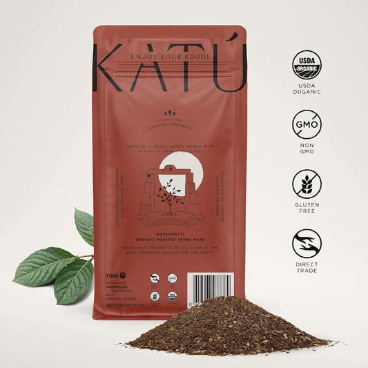 Katú Kojoi Premium Organic Yerba Mate Tea, Slow Roasted, Unsmoked, Air Dried, Loose-Leaf, Aged, Natural Energy, 16 Oz (454G)