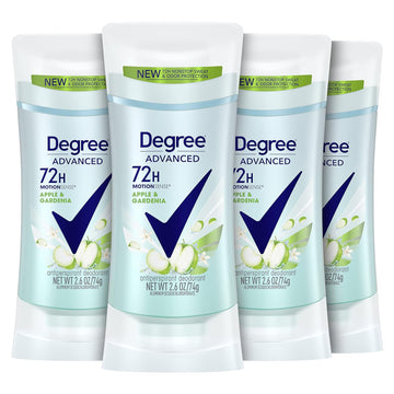 Degree Advanced Antiperspirant Deodorant 72-Hour Sweat & Odor Protection Apple & Gardenia Deodorant for Women with MotionSense Technology 2.6 oz, Pack of 4