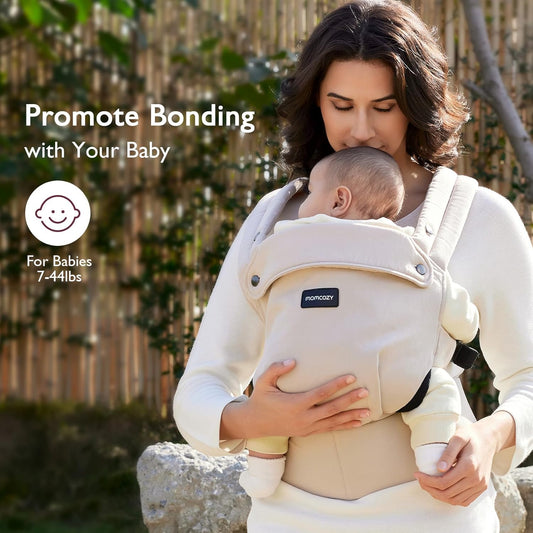 Momcozy Baby Carrier Newborn To Toddler - Ergonomic, Cozy And Lightweight Infant Carrier For 7-44Lbs, Effortless To Put On, Ideal For Hands-Free Parenting, Enhanced Lumbar Support, Khaki