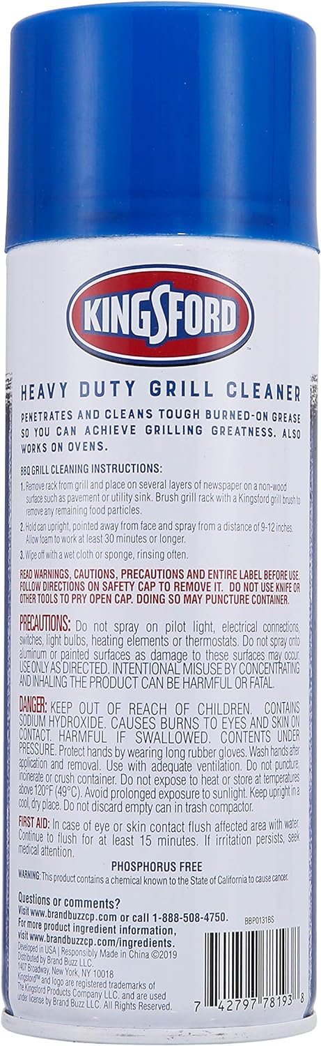 Kingsford Heavy Duty Spray-On Grill Cleaner Aerosol | Cuts Through Grease and Grime on Contact | Makes Grill Cleaning Effortless, Great for Grills or Ovens | 14.5 ounces