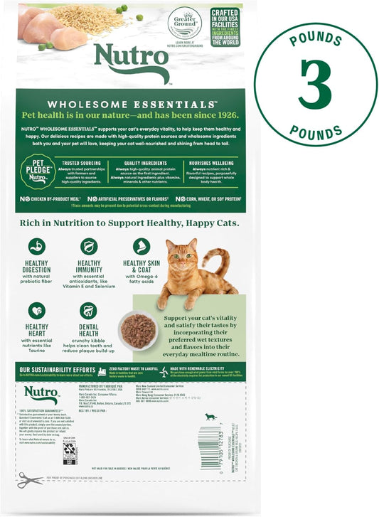 Nutro Wholesome Essentials Adult Dry Cat Food, Chicken & Brown Rice Recipe, 3 Lbs