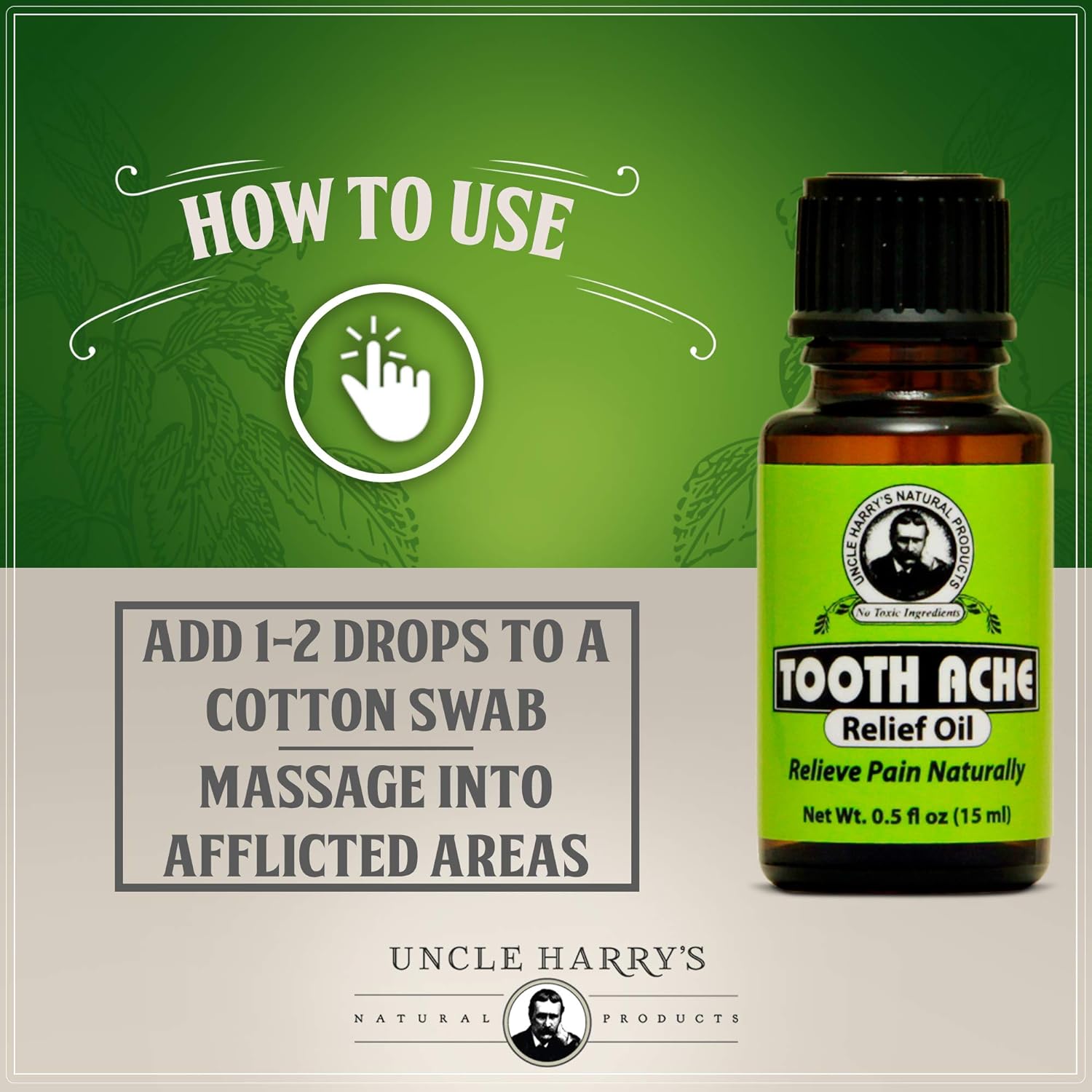 Uncle Harry's All Natural Tooth Ache Relief Oil with Clove Essential Oil | Liquid Toothache Pain Relief Adult | Tooth Pain & Mouth Sore Rinse Made with Pure Essential Oil (0.5 oz) : Health & Household