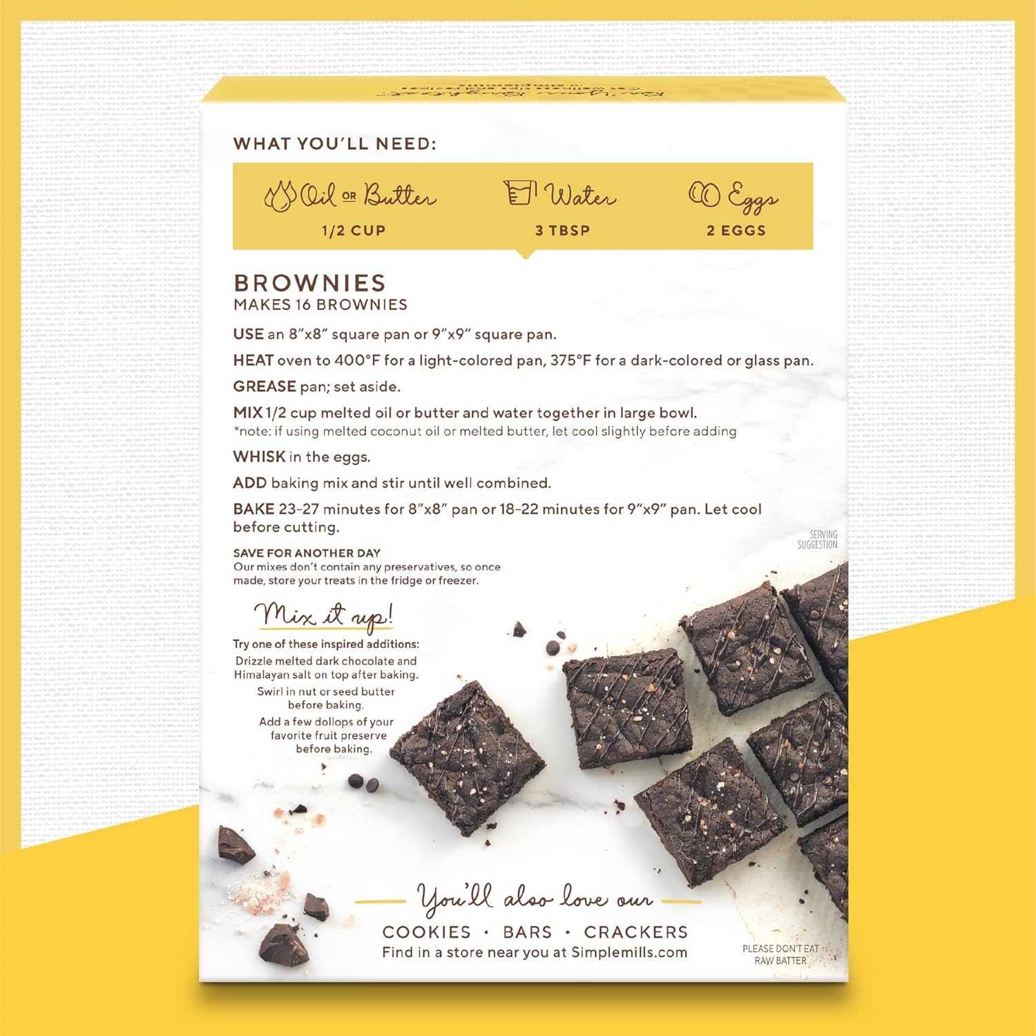 Simple Mills Chocolate Brownie Baking Mix, Made Of Almond Flour, Gluten Free, 12.9 Ounces (Pack Of 6) : Everything Else