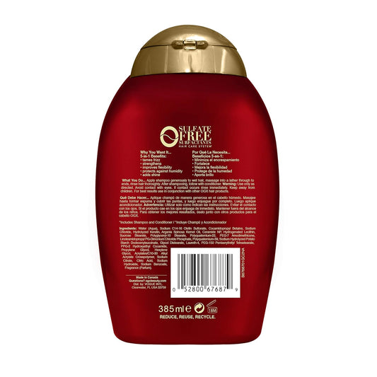 Ogx Frizz-Free + Keratin Smoothing Oil Shampoo, 5 In 1, For Frizzy Hair, Shiny Hair