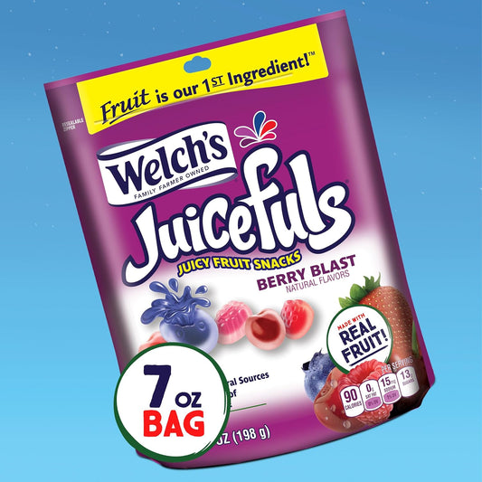 Welch'S Juicefuls Juicy Fruit Snacks, Berry Blast, Fruit Gushers, Gluten Free, Sharing Size Bags, 7 Oz (Pack Of 1)