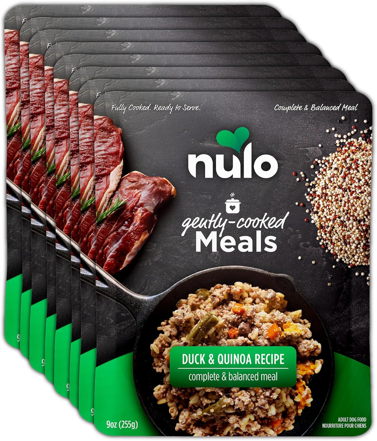 Nulo Gently-Cooked Meals Complete And Balanced Adult Wet Dog Food, Duck & Quinoa, 9 Ounce, 8 Count