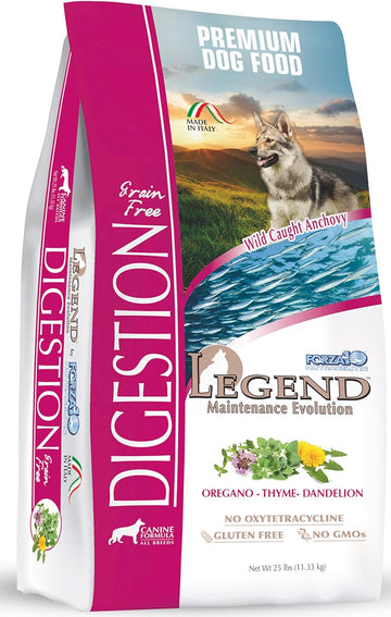 Forza10 Legend Digestion Dry Grain Free Dog Food, Sensitive Stomach Dog Food With Curative Herbs, 25 Pounds, Premium Quality Wild Caught Anchovy Flavor, For Adult Dogs, All Breeds