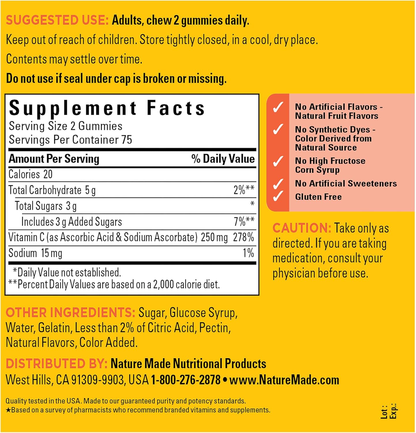 Vitamin C Gummies 250 Mg, 80 Count, For Immune Support, Antioxidant Support, Collagen Support For Skin Health, Tangerine : Health & Household