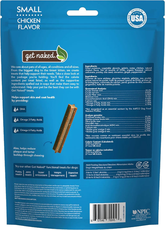 Get Naked Grain Free 1 Pouch 6.2 Oz Skin & Coat Dental Chew Sticks, Small