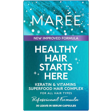 Maree Hair Styling Serum For Frizzy & Dry Hair - Keratin Styling & Moisturizing Oil Capsules With Avocado, Jojoba & Argan Oil - Leave-In Anti Frizz Conditioner With Vitamins A, C, E & B5-30 Capsules