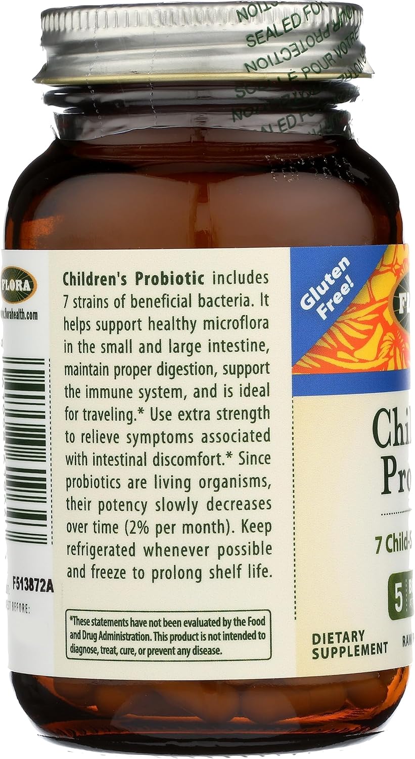 Flora - Udo'S Choice Children'S Probiotic Blend, With Seven Child-Specific Strains, 5 Billion Cells Of Raw Probiotics, Formulated For Ages 5-15, Regain And Retain Gut Health, 60 Capsules : Health & Household