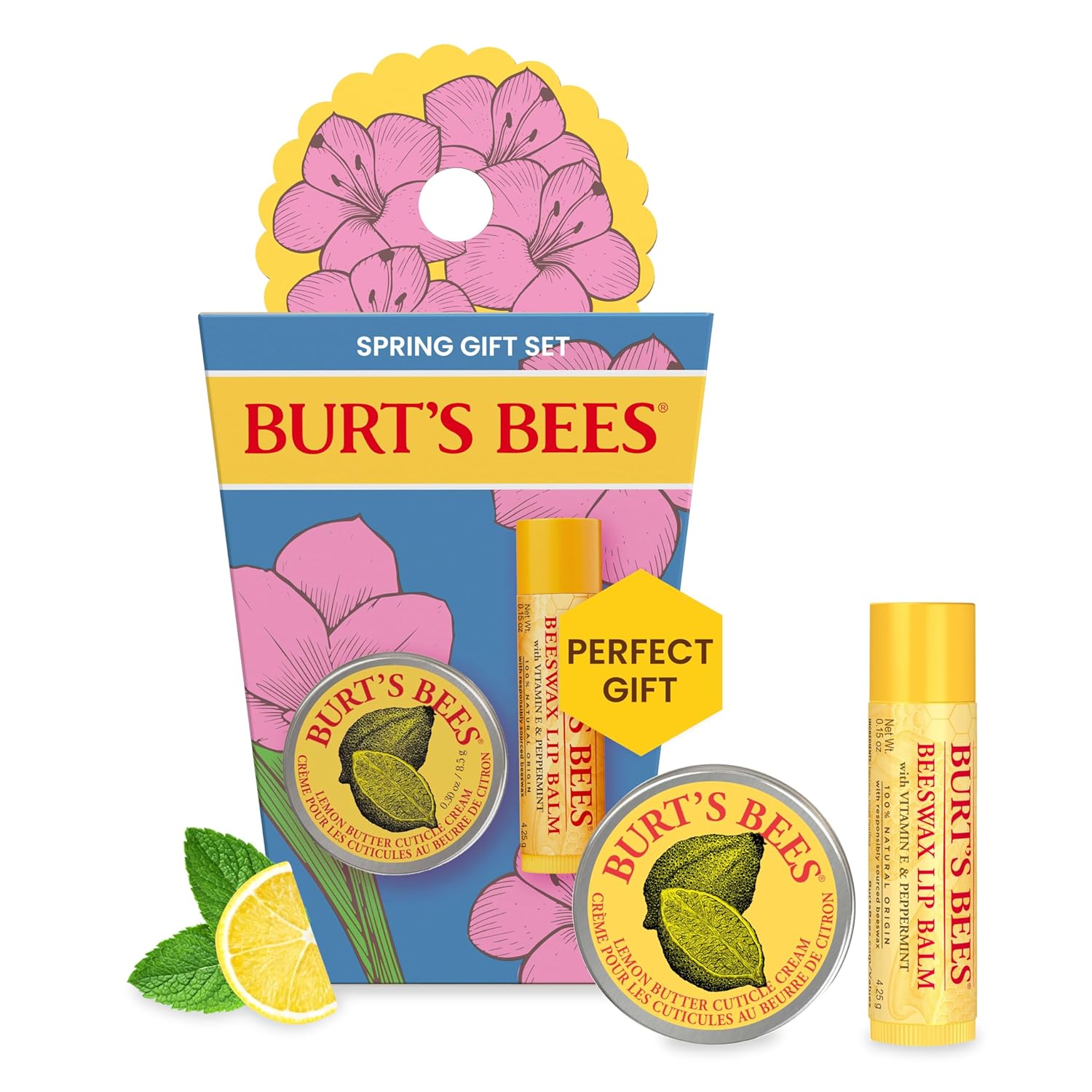 Burt'S Bees Easter Basket Stuffers - Spring Surprise Gifts Set With Original Beeswax Lip Balm And Lemon Butter Cuticle Cream, 2 Count