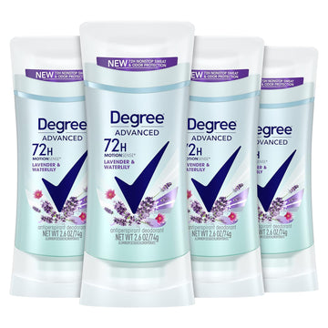 Degree Antiperspirant Deodorant 72-Hour Sweat and Odor Protection Lavender and Waterlily Antiperspirant for Women with MotionSense Technology 2.6 oz 4 Count
