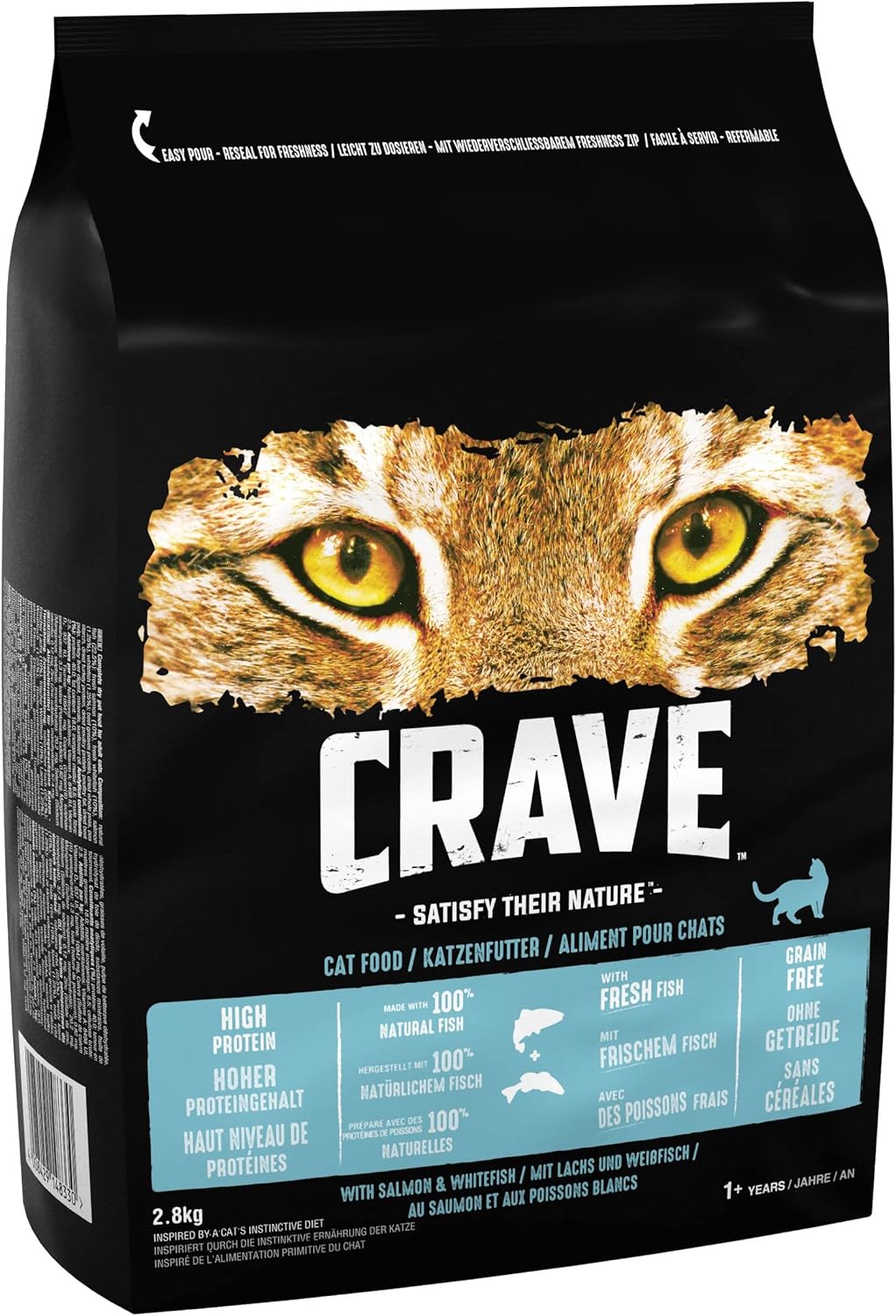 Crave Dry Cat Food - High Protein and Grain-Free Cat Food with Salmon and WhiteFish, 2, 8 kg (Pack of 3)?Case436114