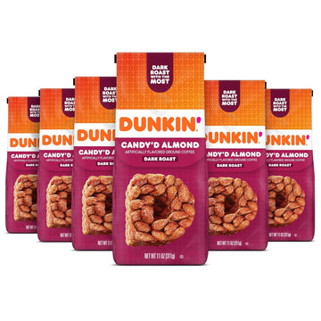 Dunkin' Candy'd Almond Flavored Dark Roast Ground Coffee, 11 Ounce (Pack of 6)