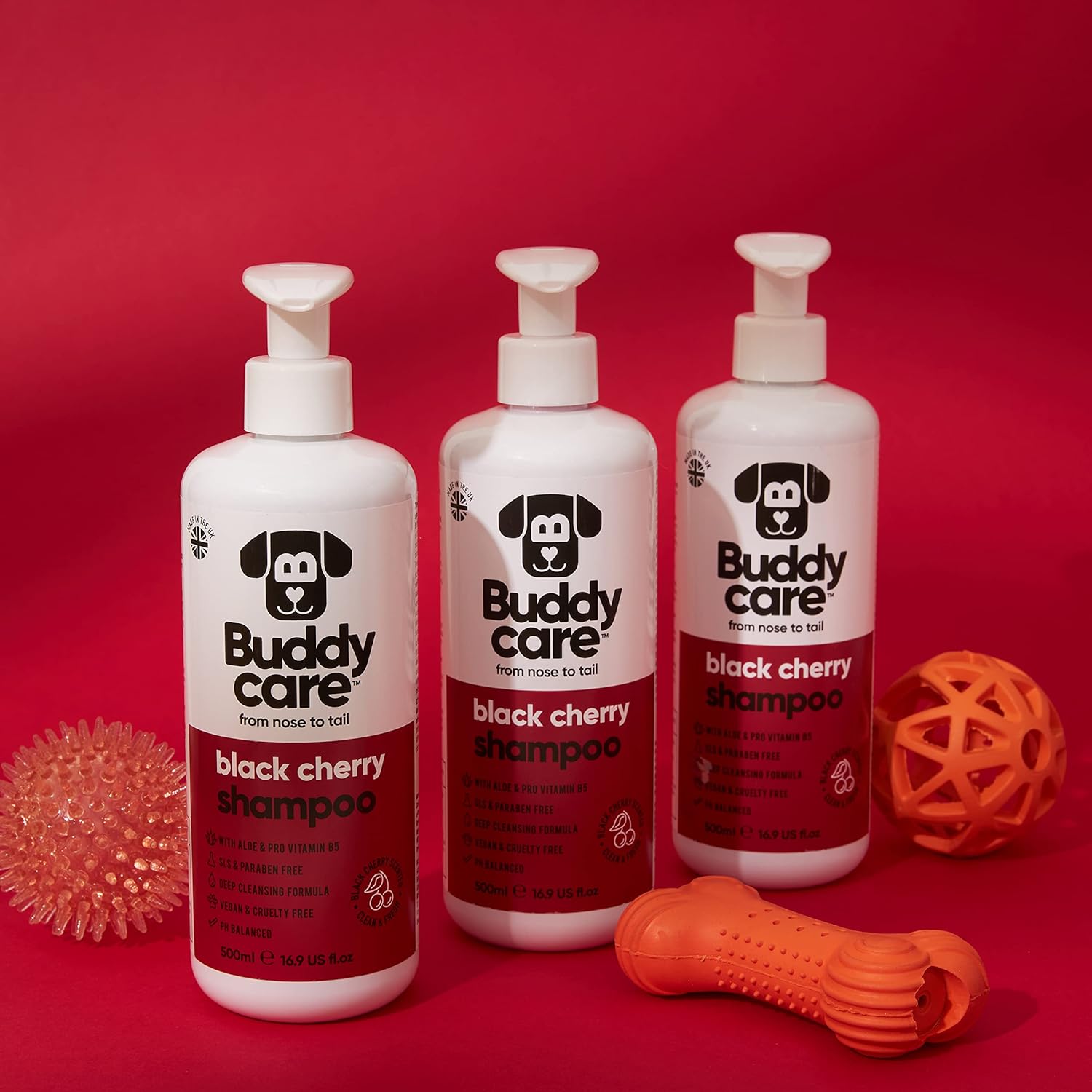 Black Cherry Dog Shampoo by Buddycare | Deep Cleansing Shampoo for Dogs | Black Cherry Scented | With Aloe Vera and Pro Vitamin B5 (500ml) :Pet Supplies