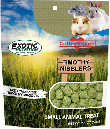 Timothy Nibblers - 100% All Natural, High Fiber, Sun Cured Timothy Grass Treat - Rabbits, Guinea Pigs, Chinchillas, Degus, Prairie Dogs, Tortoises, Hamsters, Gerbils, Rats & Small Pets (2 Ounce)