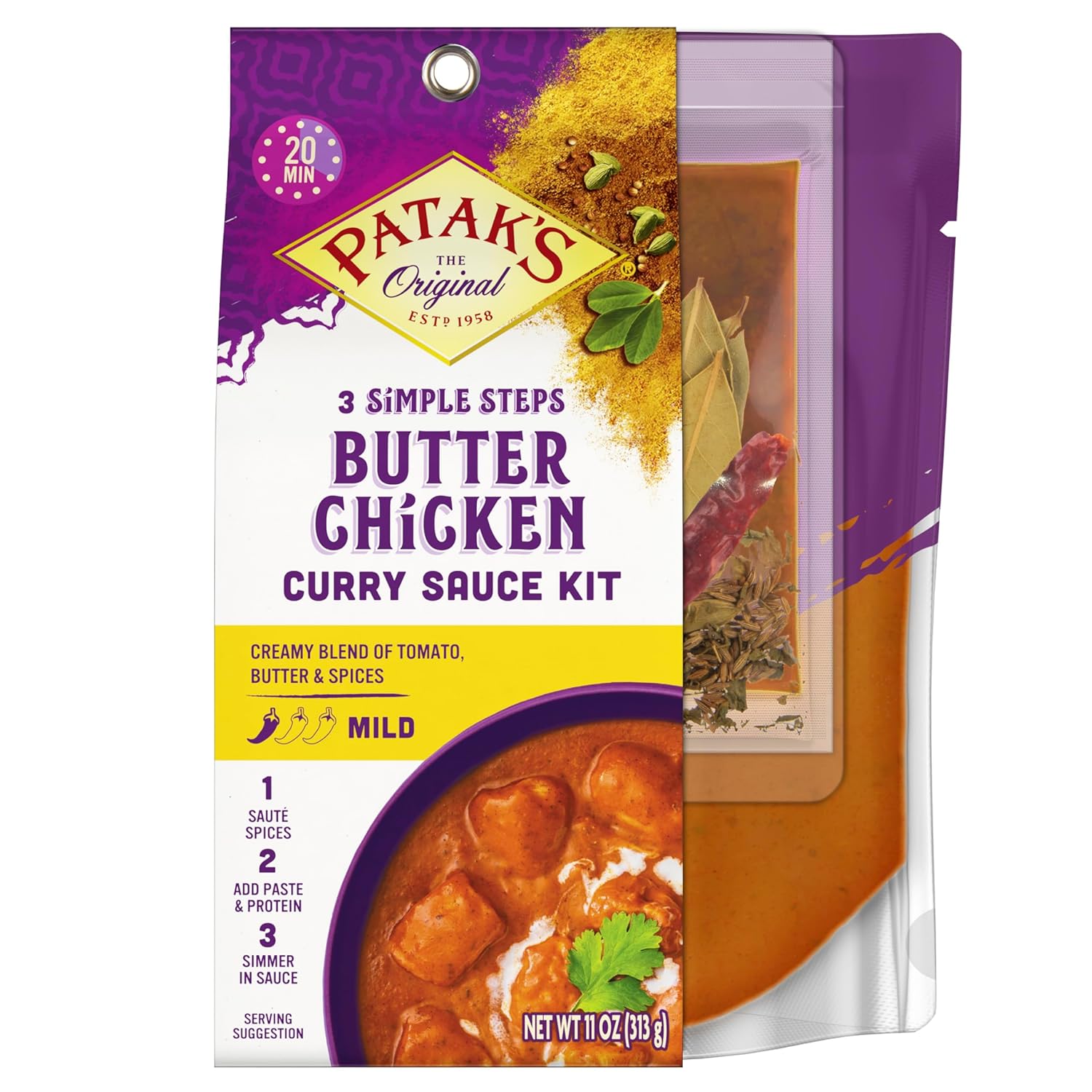 Patak'S Tikka Masala Curry Sauce Kit 3-Step, 11 Fl Oz