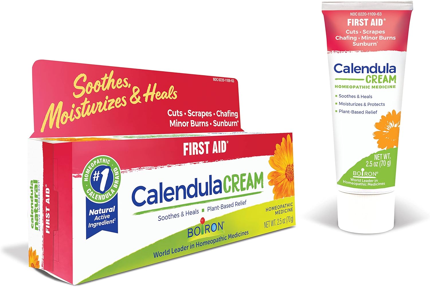 Boiron Calendula Cream For Relief From Rashes, Skin Irritations, Razor Burn, Insect Bites, Or Sunburns - Non-Greasy And Fragrance-Free - 2.5 Oz