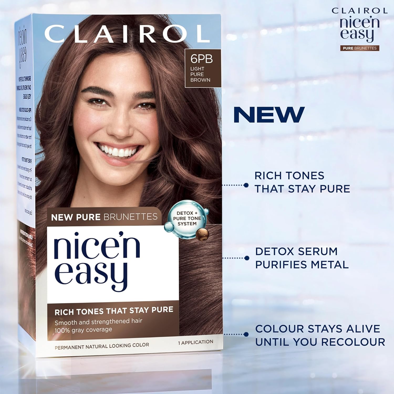 Clairol Nice n’ Easy Pure Brunettes Hair Colour | Pure and Rich Brown Tones | Smooth, Natural Hair Colour | With Pre-Colour Serum | 100% Grey Coverage | 6PB Light Hazelnut Brown| Permanent Hair Dye : Amazon.co.uk: Beauty