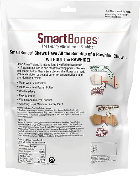 Smartbones Mini Bone Variety Pack 32 Count, Rawhide-Free Chews For Dogs Made With Real Chicken Or Peanut Butter (Sbm-00461)