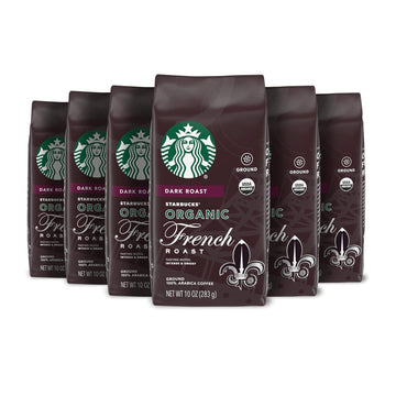 Starbucks Ground Coffee, Dark Roast Coffee, Organic French Roast, 100% Arabica, 6 Bags (10 Oz Each)