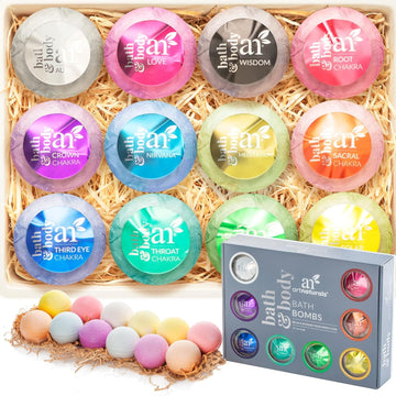 Artnaturals Large Bath Bombs Gift Set Kit – (12 X 4 Oz / 113G) - Natural Handmade Essential Oil Spa Bubble Bath Bomb Balls Fizzies For Relaxation Moisturizing & Fun For Women, Kids & Men (Anaa-1201)