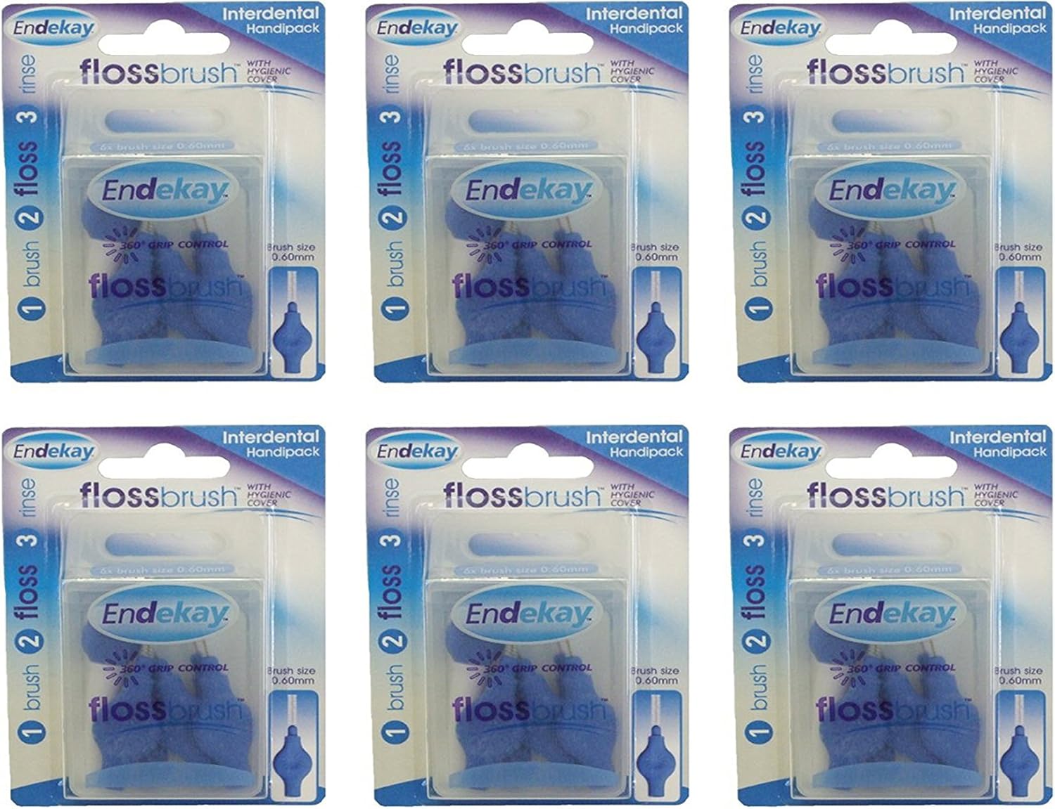 Endekay Interdental Flossbrush Blue 0.60Mm - Pack Of 6