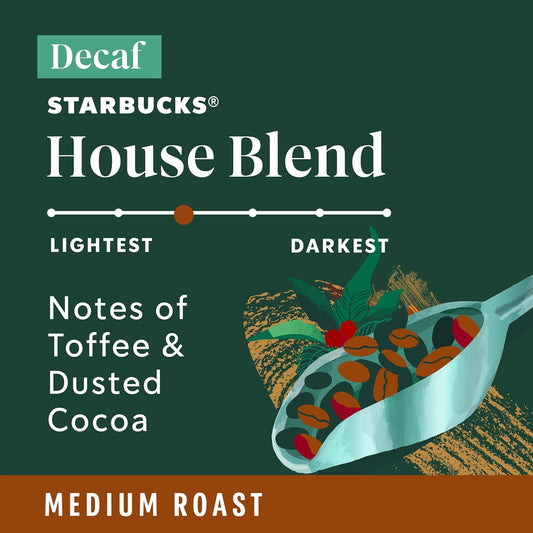 Starbucks Ground Coffee—Medium Roast Coffee—Decaf House Blend—100% Arabica—1 bag (12 oz)