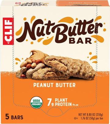 Clif Nut Butter Bar - Peanut Butter - Filled Energy Bars - Non-Gmo - Usda Organic - Plant-Based - Low Glycemic - 1.76 Oz. (5 Pack)