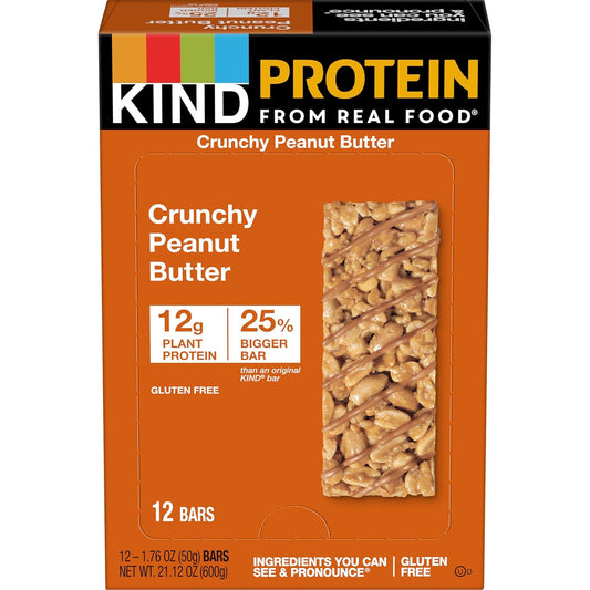 Kind Protein Bars, Crunchy Peanut Butter, Healthy Snacks, Gluten Free, 12G Protein, 12 Count