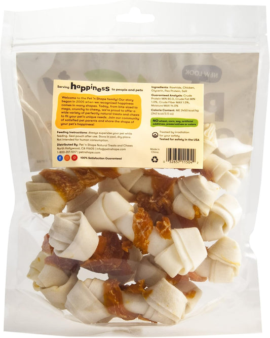 Pet 'N Shape Chicken Hide Bones – Natural Chicken Wrapped Rawhide Bone Dog Treats - Medium Bone - 10 Count