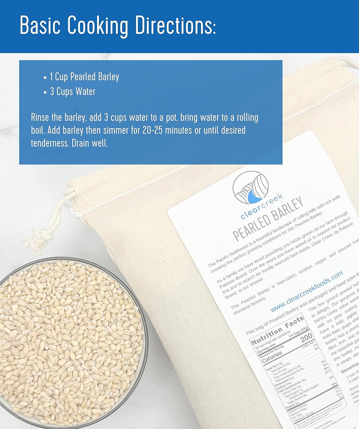 Barley | Bulk Pearled Barley | 25 lb Poly Bag | Non-GMO | Kosher | Vegan | Non-Irradiated : Grocery & Gourmet Food