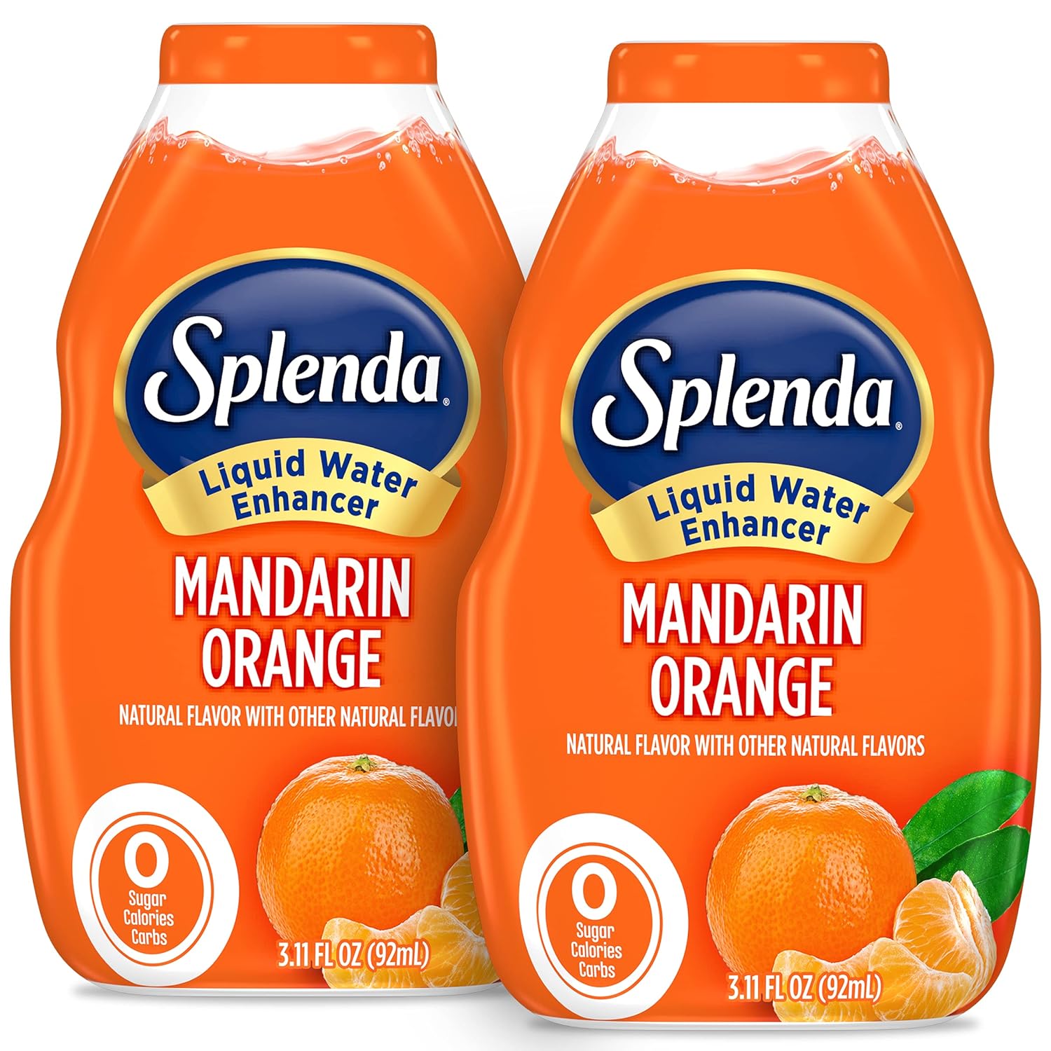 Splenda Liquid Water Enhancer Drops, Sugar Free, Zero Calorie, Natural Flavor, Concentrated Drink Mix, 3.11 Fl Oz Each Bottle (Mandarin Orange, 2 Pack)