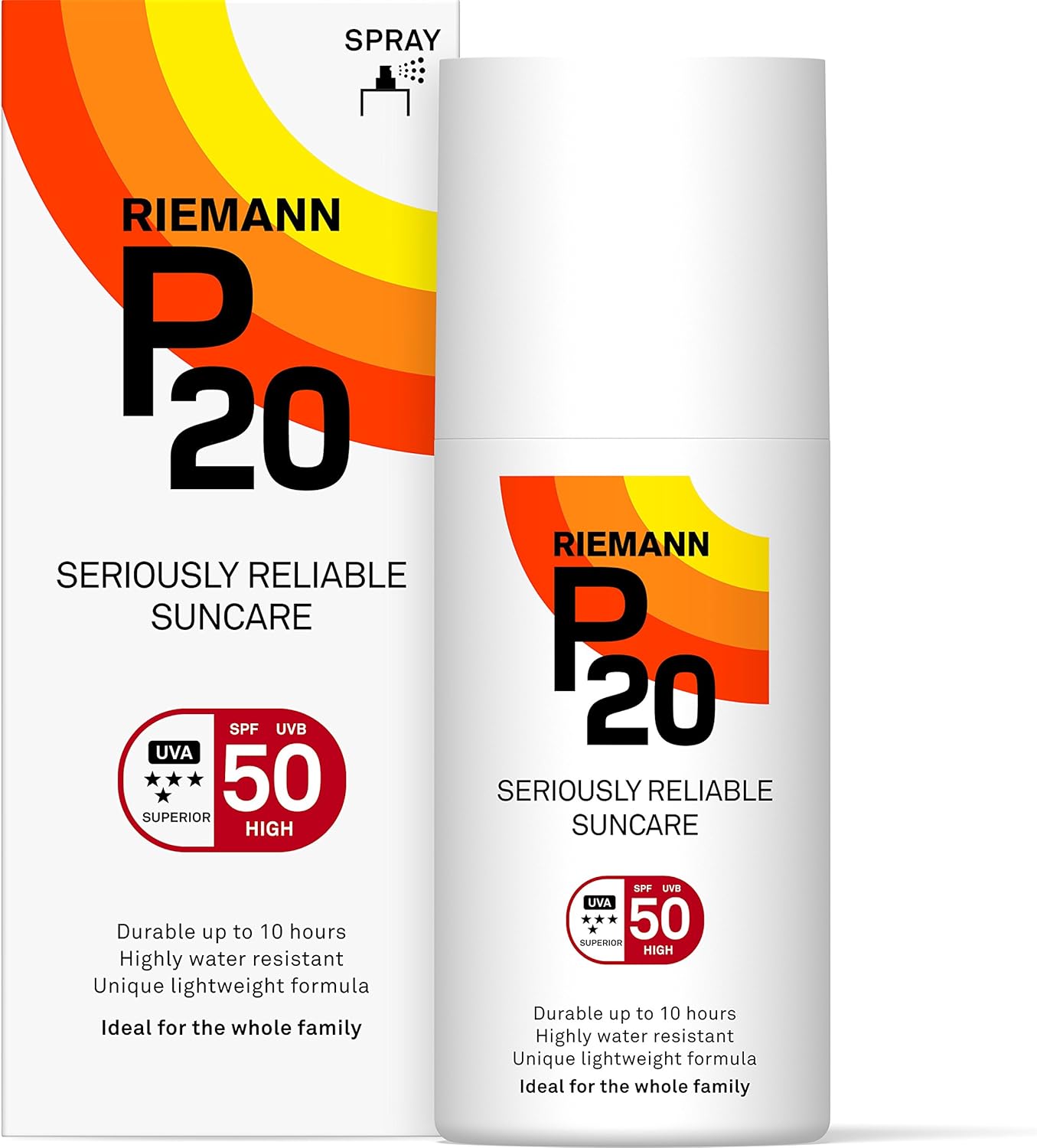 Riemann P20 Sunscreen Spf50 Spray 200Ml | Long Lasting Uva & Uvb Protection For Up To 10 Hours | Highly Water Resistant