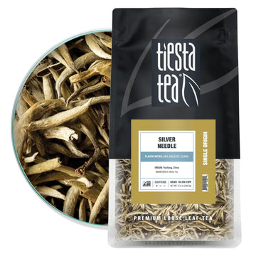 Tiesta Tea - Silver Needle White Tea | Single Origin Premium White Loose Leaf From China | 100% Pure Unblended Low Caffeinated Tea | Make Hot Or Iced Tea & Up To 200 Cups - 12Oz Resealable Bulk Pouch