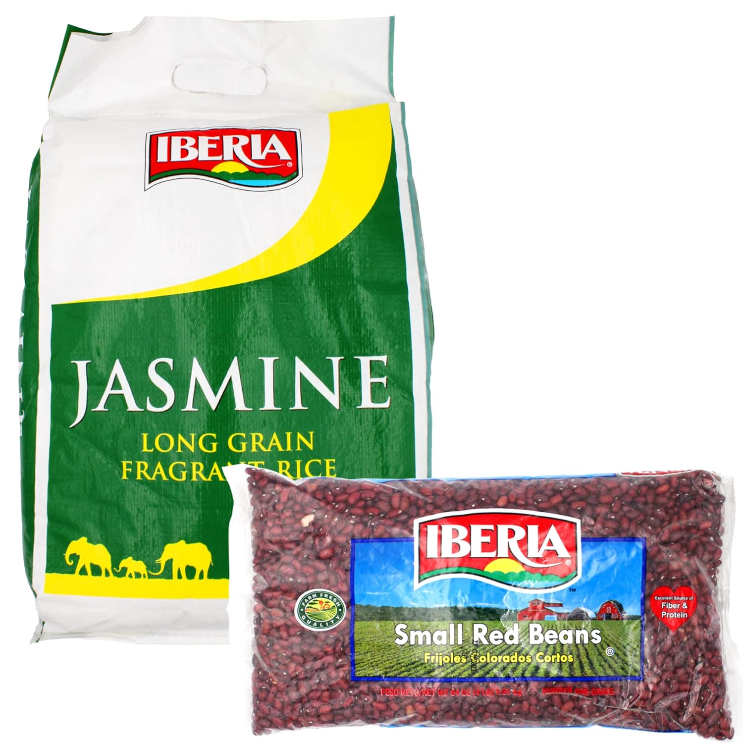 Iberia Jasmine Long Grain Fragrant Rice, 18 lb. + Ibeia Small Red Beans, 4 lb