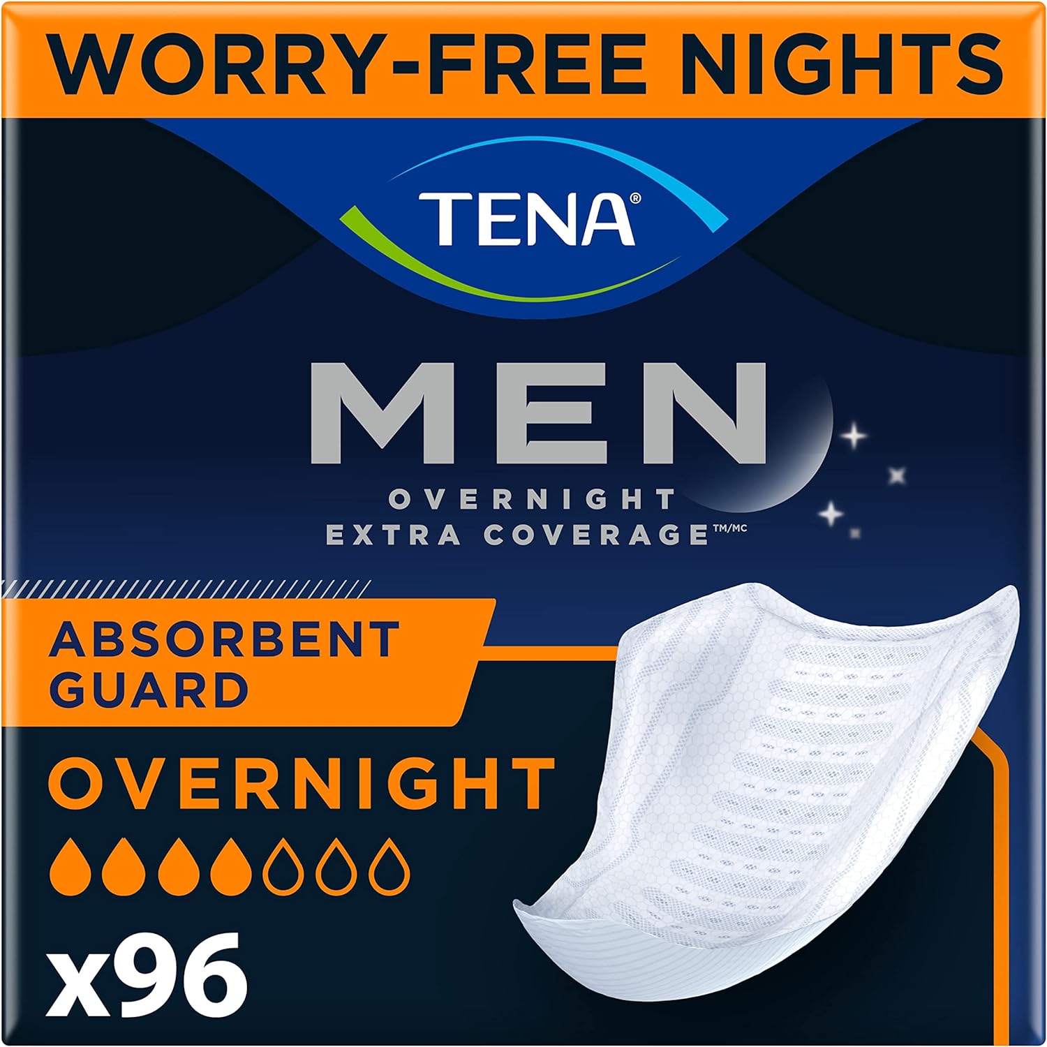 Tena Incontinence Guards For Men, Overnight Absorbency, 96 Ct