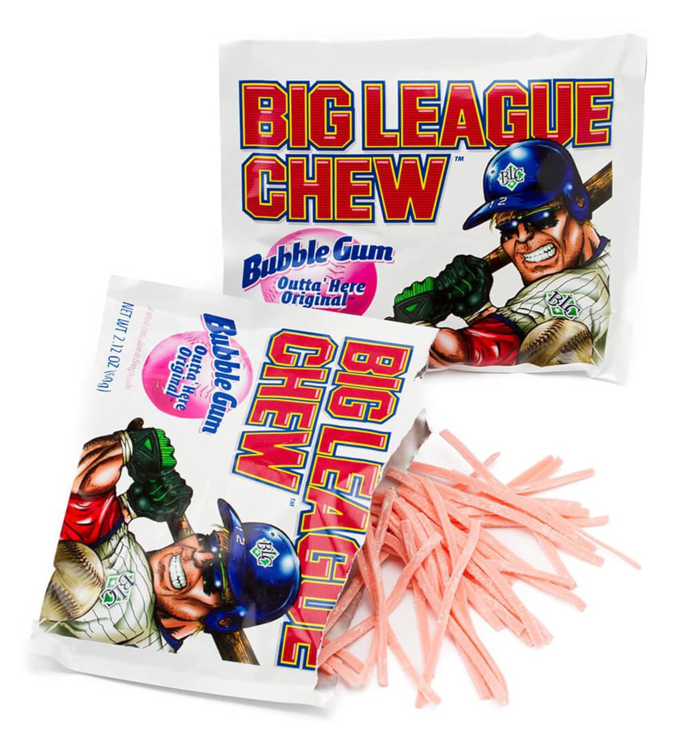 Big League Chew Outta Here Original Shredded Bubble Gum, 2.12 oz (Pack of 3) with By The Cup Mints : Grocery & Gourmet Food