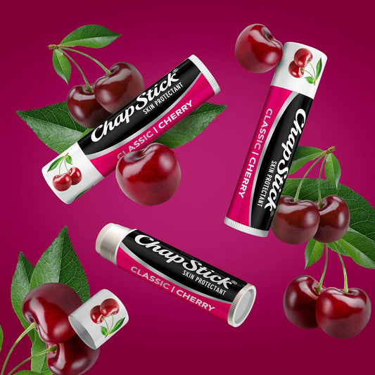 ChapStick Classic Cherry Lip Balm Tube, Flavored Lip Balm for Lip Care on Chafed, Chapped or Cracked Lips - 0.15 Oz (Pack of 12)