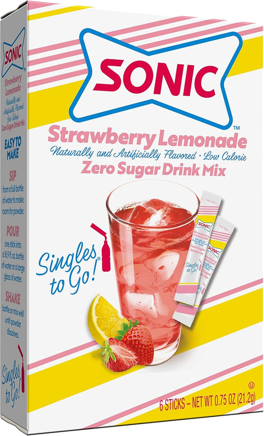 Sonic Singles To Go! Sonic Singles To Go Powdered Drink Mix, Strawberry Lemonade, 6 Sticks Per Box, (Pack Of 3)