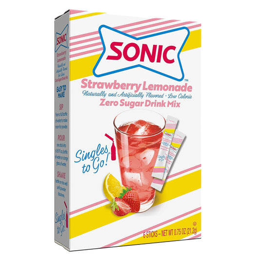 Sonic Singles To Go Powdered Drink Mix, Strawberry Lemonade, 6 Sticks Per Box, 12 Boxes (72 Sticks Total)