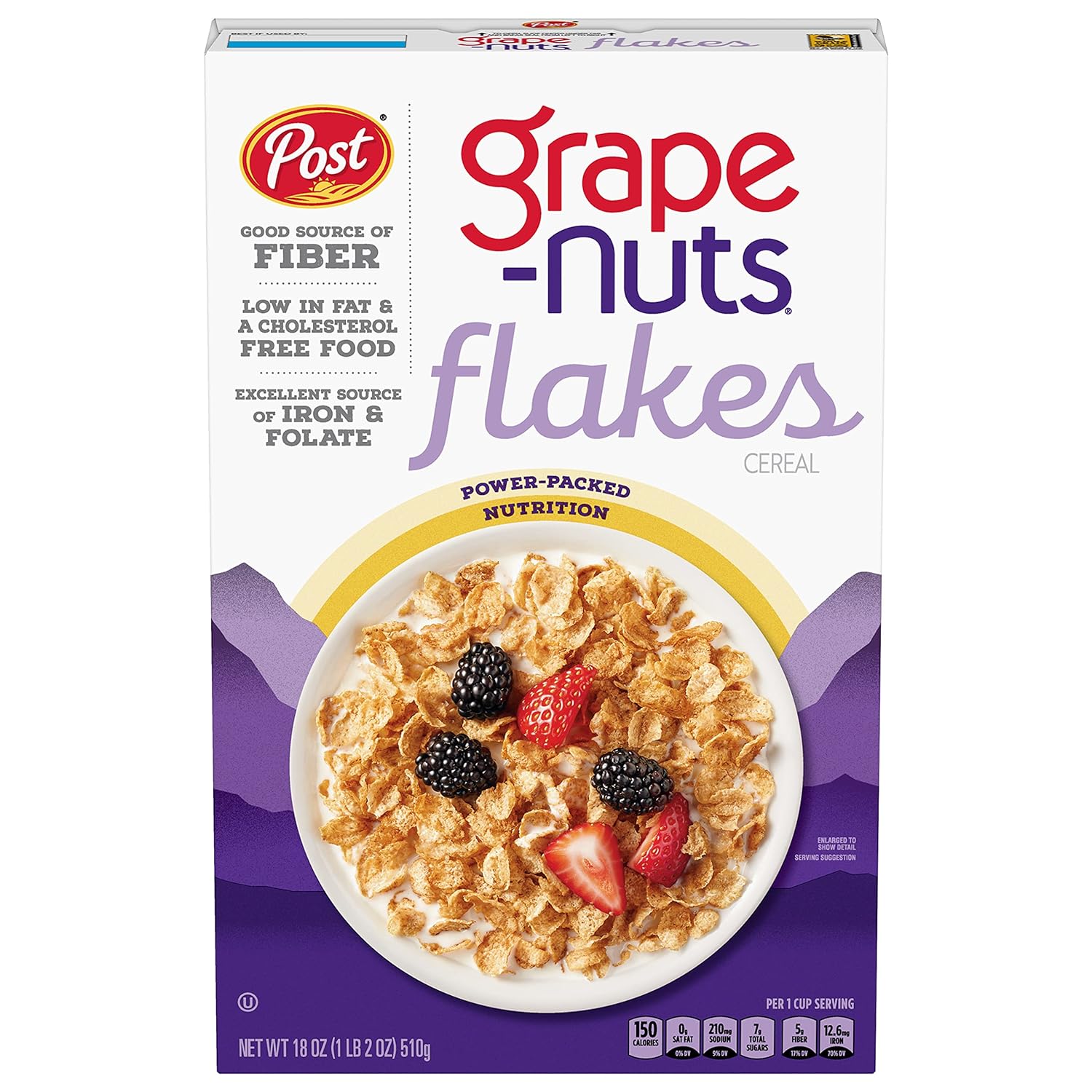 Grape Nuts Post Flakes Breakfast Cereal, Whole Grain, Heart Healthy, 18 Ounce Box (Pack Of 4)