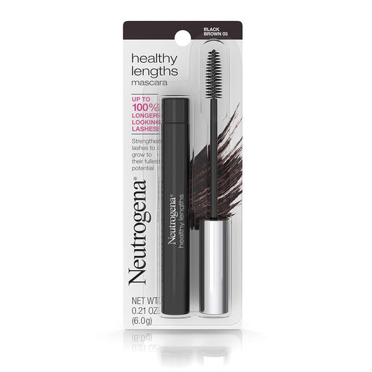 Neutrogena Healthy Lengths Mascara for Stronger, Longer Lashes, Clump-, Smudge- and Flake-Free Mascara with Olive Oil, Vitamin E and Rice Protein, Black/Brown 03,.21 oz