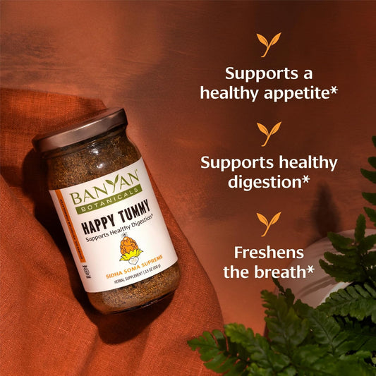 Banyan Botanicals Happy Tummy – Organic Ayurvedic Formula For Healthy Digestion – Promotes Fresh Breath And Comfortable Digestion* – 3 Oz – Gluten Free, Non-Gmo, Sustainably Sourced