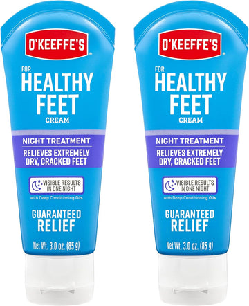 O'Keeffe'S For Healthy Feet Night Treatment Foot Cream, Guaranteed Relief For Extremely Dry, Cracked Feet, Visible Results In 1 Night, 3.0 Ounce Tube, (Pack Of 2)