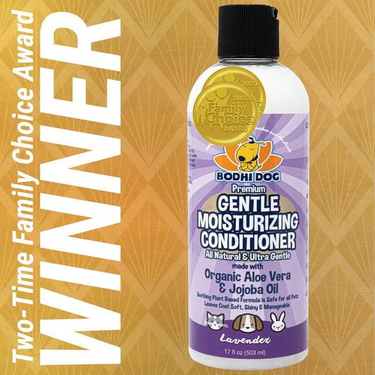 Bodhi Dog Gentle Moisturizing Conditioner | Dog Conditioner | Soothing Plant-Based Formula | Leaves Coat Shiny & Manageable | Made W/Soothing Aloe Vera & Jojoba Oil | Made In Usa (Lavender, 17Oz)